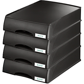 Bac à tiroir Plus LEITZ®, format A4, plastique, 4 p., noir