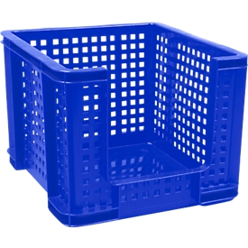 Bac ajouré Really Useful Boxes, en polyester, 35 L, ouverture à l'avant, bleu