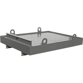 Bac conteneur CW 1, acier, pour conteneur mobile jusqu'à 10 m³, angle d’inclinaison 5 °, 2300 x 2030 x 560, RAL7005