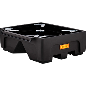 Bac d'extension IBC CEMO 500/1-PE, avec croix de soutien en PE, volume 500 l, capacité de charge 1500 kg, avec homologation, encastrable et empilable, polyéthylène, noir