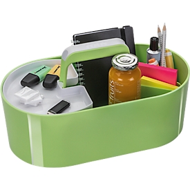 Bac de rangement Toolbox HAN Loft, portable, avec 4 compartiments, L 330 x P 179 x H 175 mm, plastique, vert citron