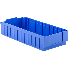 Bac de rayonnage RK 621B, pour 12 compartiments, en polystyrène, L 243 x P 590 x H 115 mm, pour étagère de 500 mm de profondeur, bleu