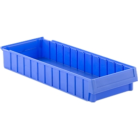 Bac de rayonnage RK 62901, polystyrène, l. 620 x l 232 x H 90 mm, 12 compartiments, bleu
