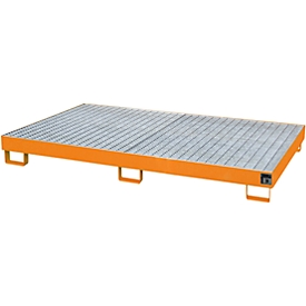 Bac de rayonnage type RW/RW 2200-1, avec caillebotis, orange RAL2000