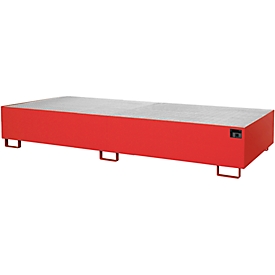 Bac de rayonnage type RW/RW 3300-3, avec caillebotis, rouge RAL3000