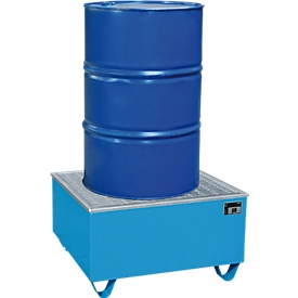 Bac de rétention AW-1/PE - acier - 200 litres - 1 fût de 200 litres - L 815 x P 815 x H 470 mm - bleu clair RAL 5012