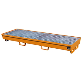Bac de rétention BAUER AM-4/B, avec grille, acier, 233 l, L 2400 x P 800 x H 285 mm, orange