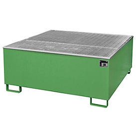 Bac de rétention BAUER AW 1000/PE avec grille, 1000 l IBC, L 1475 x P 1475 x H 625 mm, vert