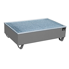 Bac de rétention BAUER AW-2/PE avec grille, 210 l, L 1215 x P 815 x H 365 mm, gris