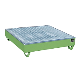 Bac de rétention BAUER AW-4/A/PE avec grille, 211 l, L 1215 x P 1215 x H 290 mm, vert