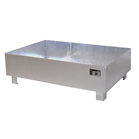 Bac de rétention BAUER WO-2/200, en acier, accessible en voiture, galvanisé à chaud, L 1200 x P 800 x H 360 mm