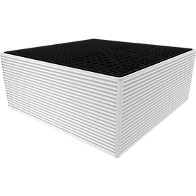 Bac de rétention de sécurité - pour IBC 600 litres - PE - 690 litres - L 1260 x l. 1260 x H 515 mm - avec caillebotis