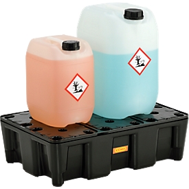 Bac de rétention en PE 25HD, en polyéthylène, 100 % recyclable, avec caillebotis PE