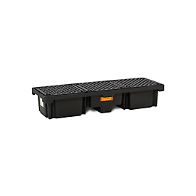 Bac de rétention en PE CEMO 220/3, avec 3 grilles en PE, L 1860 x P 660 x H 330 mm, 215 l, pour 3 fûts de 200 l, jusqu'à 900 kg