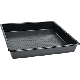 Bac de rétention pour petits conteneurs, avec grille, capacité 64,5 l, polyéthylène, noir