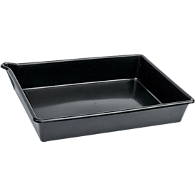 Bac de rétention pour petits conteneurs, capacité 16 l, sans grille, l. 530 x P 400 x H 100 mm, polyéthylène, noir