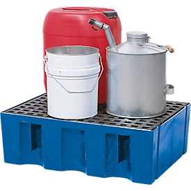 Bac de rétention pour sol ou sur palette avec caillebotis PE