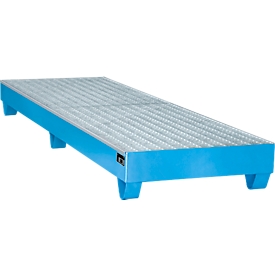Bac de rétention série 2000 - acier - 1000 litres - pour 3 fûts de 200 l - L 2400 x l. 800 x H 250 mm - avec caillebotis - bleu RAL 5012