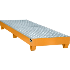 Bac de rétention série 2000 - acier - 1000 litres - pour 3 fûts de 200 l - L 2400 x l.800 x H 250 mm - avec caillebotis -  orange RAL 2000