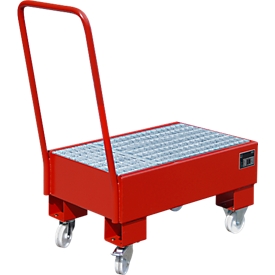 Bac de rétention, type AW60-1 SR, mobile, rouge RAL3000