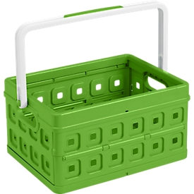 Bac de transport pliant Square Sunware, L 435 x l. 310 x H 213 mm, 24 litres, avec poignées et hanse, vert/blanc