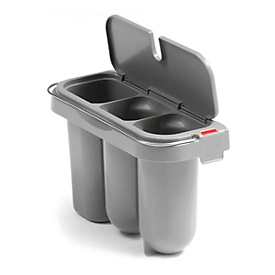 bac encastrable en plastique, pour seau à roulettes 1 bac Poly II, avec 3 casiers, avec poignée et couvercle,