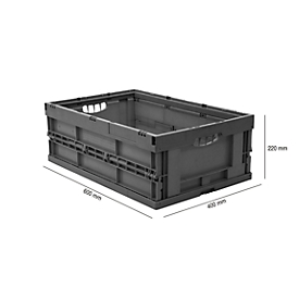Bac pliable dimensions Euro 6422 NG, sans couvercle, pour le transport et la manutention, 41,4 L, gris
