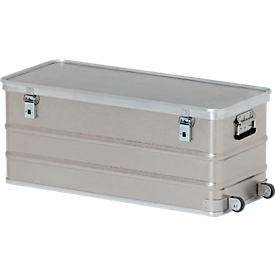Bac rectangulaire avec roues, coloris alu, 105 L