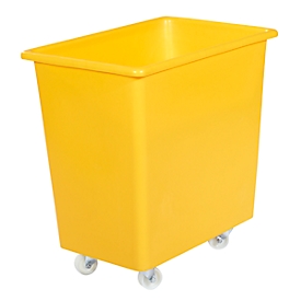 Bac rectangulaire, plastique, mobile, 135 L, jaune