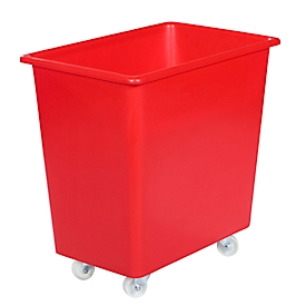 Bac rectangulaire, plastique, mobile, 135 L, rouge
