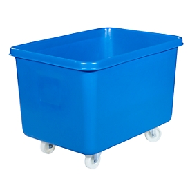 Bac rectangulaire, plastique, mobile, 340 L, bleu