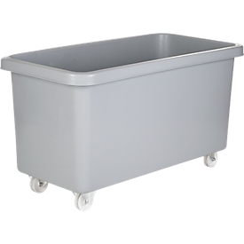 Bac rectangulaire, plastique, mobile, 450 L, gris