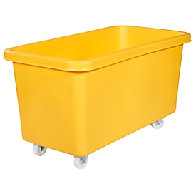 Bac rectangulaire, plastique, mobile, 450 L, jaune