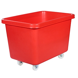 Bac rectangulaire, plastique, mobile, L 835 x l. 550 mm, 227 L, rouge