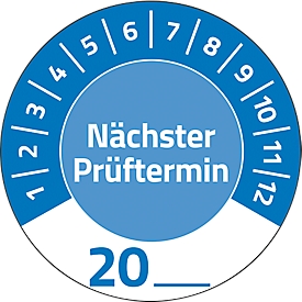 Badges de test Avery Zweckform prochaine date 20xx, Ø 30 mm, film PVC sur papier, bleu
