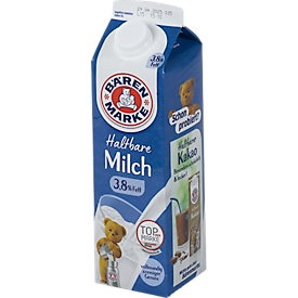 Bärenmarke UHT volle melk, vetgehalte 3,8%, gehomogeniseerd, ultrahoge temperatuur, 12 x 1 l