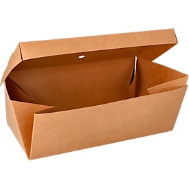 Baguetteboxen Papstar Pure, faltbar, mit Klappdeckel, L 250 x B 130 x H 100 mm, zu 100 % biologisch abbaubar, FSC®-Kraftpapier, braun, 20 Stück