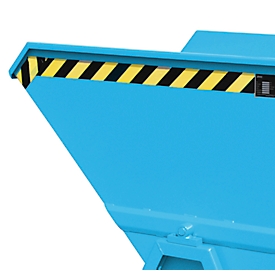 Bak voor spanen Bauer SKS 700, staal, blauw, B 1345 x D 1200 x H 1275 mm, 700 l, tot 1000 kg, rollen, aftapkraan, handmatige kiepinrichting