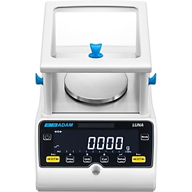 Balance d'analyse ae Adam Luna LAB 223e, non calibrée, calibrage externe, précision de lecture 0,001 g/plage de pesée jusqu'à 0,22 kg, RS-232/USB, écran LCD