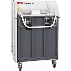 Baler HSM V-Press 60, manual, 3 strappings in cross binding for bales up to 40 kg, with swivel &amp; fixed castors