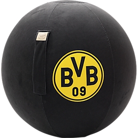 Ballon d'assise, avec logo BVB, produit officiel de la licence, avec poignée, Ø env. 650 mm, polyester &amp; PVC, noir