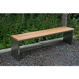 Banc de parc, acier inox/bois de garapa, avec/sans dossier, L 1500 x P 300 x H 400 mm
