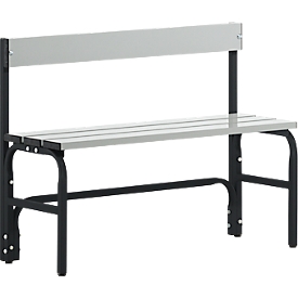 Banc de vestiaires, fil en inox/alu, simple avec dossier, L 1015 mm, anthracite