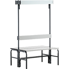 Banc de vestiaires, fils en acier/alu, double avec portemanteaux, 1015 mm de long, anthracite