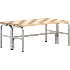 Banc de vestiaires, fils en acier/bois, double, L 1015 mm, gris clair