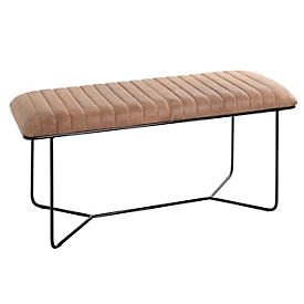 Banc HAKU, rembourré, L 1000 x H 480 mm, cuir et métal, brun-noir