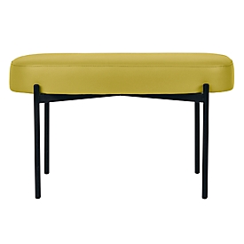 Banc meet by Paperflow GAIA, ovale M, revêtement en similicuir vert résistant aux désinfectants, piètement 4 pieds noir mat, L 790 x P 420 x H 455 mm