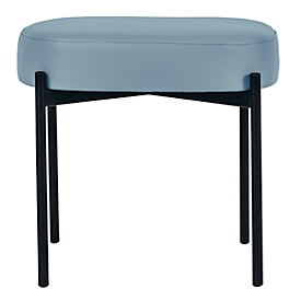 Banc meet® by Paperflow GAIA, ovale S, revêtement en similicuir bleu résistant aux désinfectants, piètement 4 pieds noir mat, L 490 x P 380 x H 455 mm