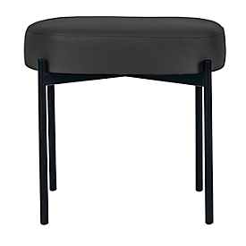 Banc meet® by Paperflow GAIA, ovale S, revêtement en similicuir noir résistant aux désinfectants, piètement 4 pieds noir mat, L 490 x P 380 x H 455 mm