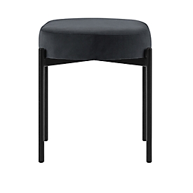 Banc meet by Paperflow GAIA, ovale S, revêtement velours anthracite, piètement 4 pieds noir mat, L 490 x P 380 x H 455 mm